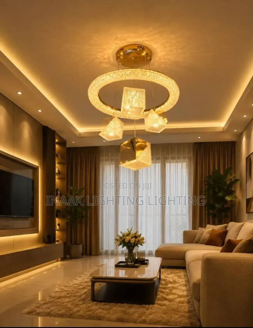 Luxury 4 Golden Cubes Chandelier