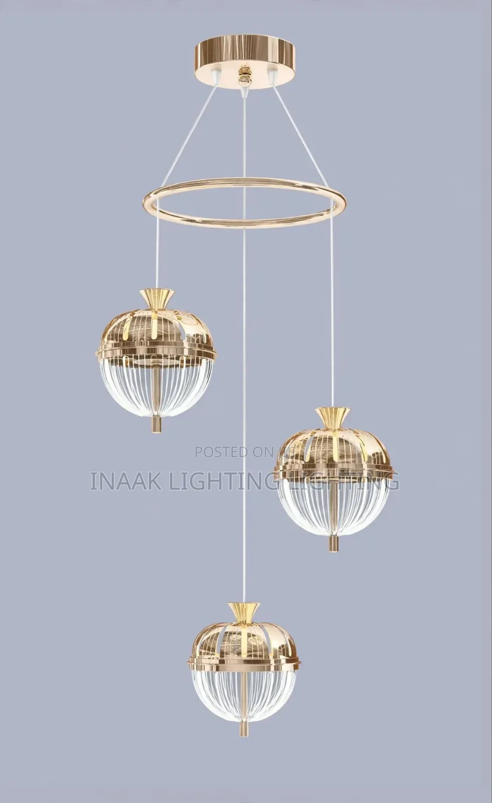 Modern 3 Globe Gold Cage Chandelier