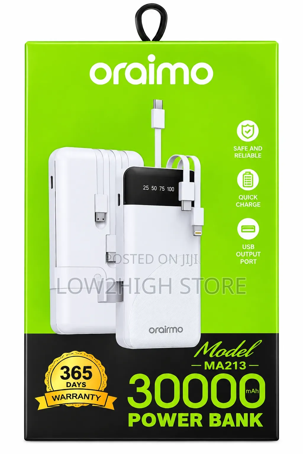 Oraimo MA213 30,000mAh Power Bank - Low2High