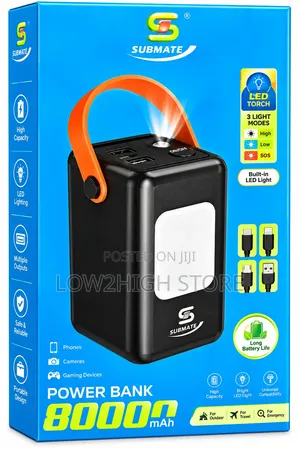 Submate 80,000mAh Heavy-Duty Power Bank With LED Light - Low2High