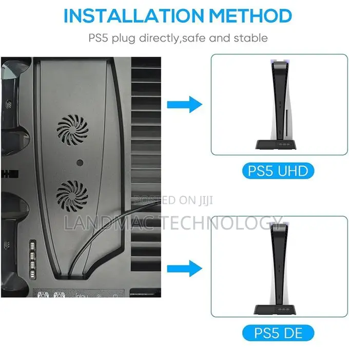Ps5 Console Cooling Vertical Stand With Dual Controller Ports