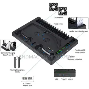 Ps5 Console Cooling Vertical Stand With Dual Controller Ports