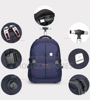 19' Adult Travel Backpack Detachable Wheels Waterproof Trolley Bag