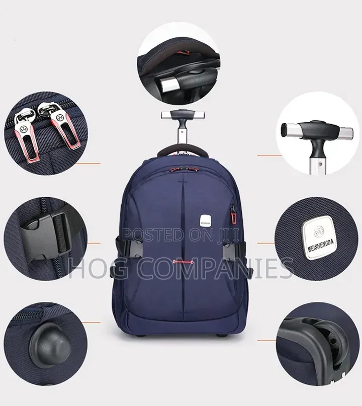19' Adult Travel Backpack Detachable Wheels Waterproof Trolley Bag