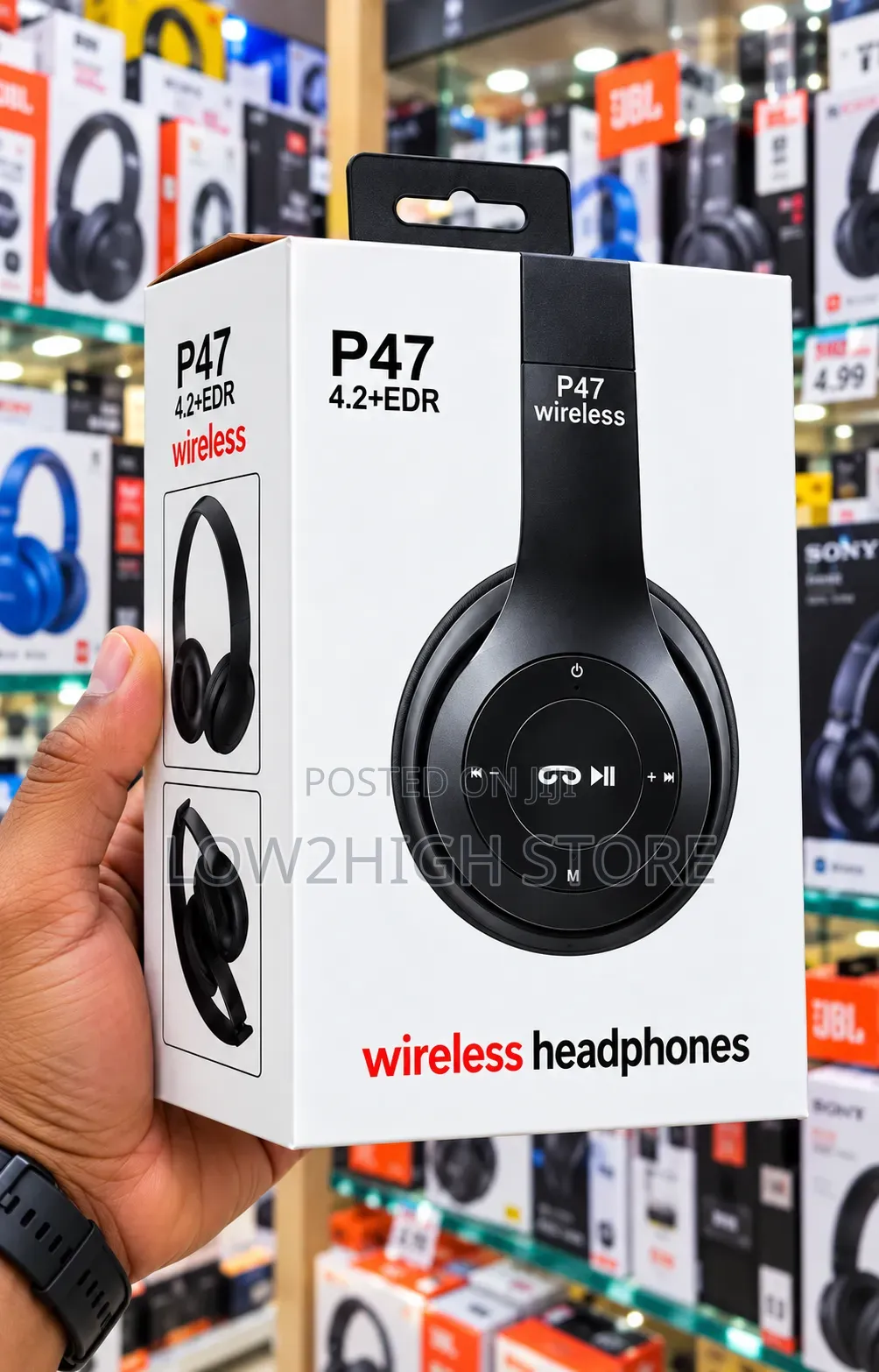 P47 Wireless Bluetooth Headphones With FM Radio & MicroSD - Low2High