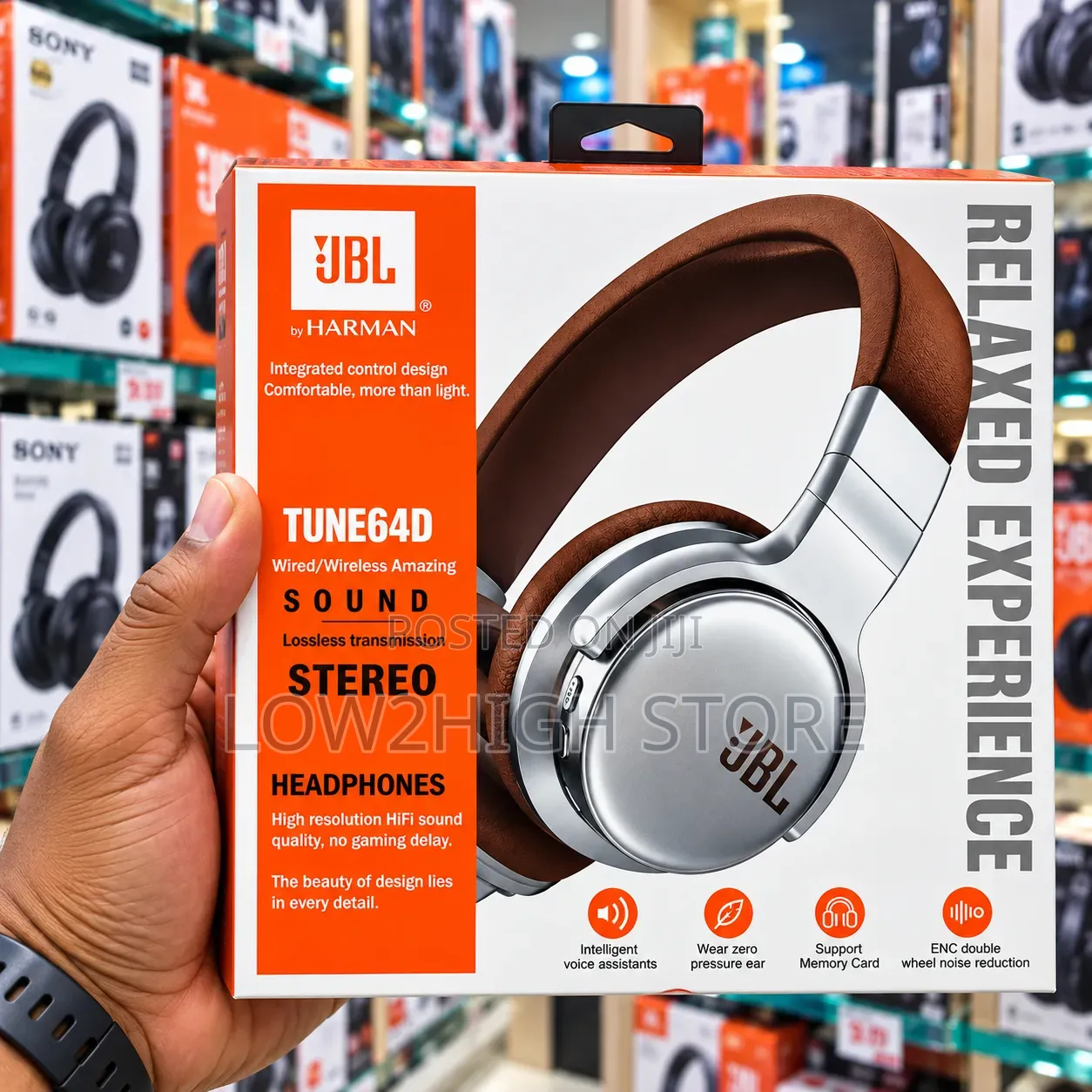 JBL Tune64D Wireless Hi-Fi on-Ear Headphones - Low2High