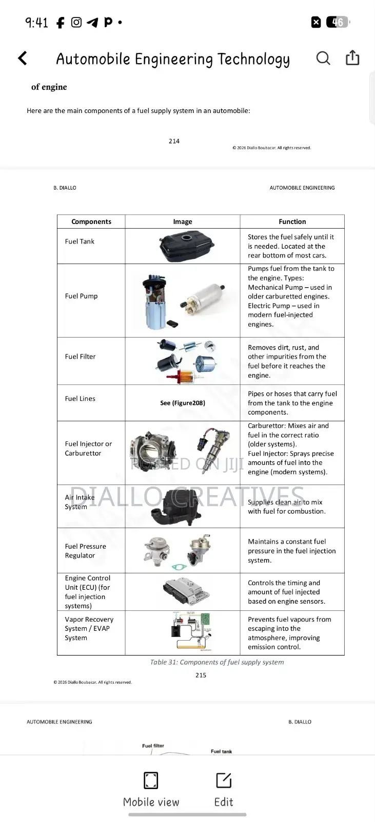 Automobile Engineering Technology Textbook