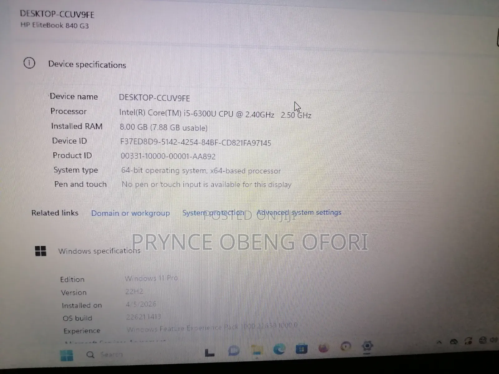Laptop HP EliteBook 840 G3 8GB Intel Core i5 SSD 250GB
