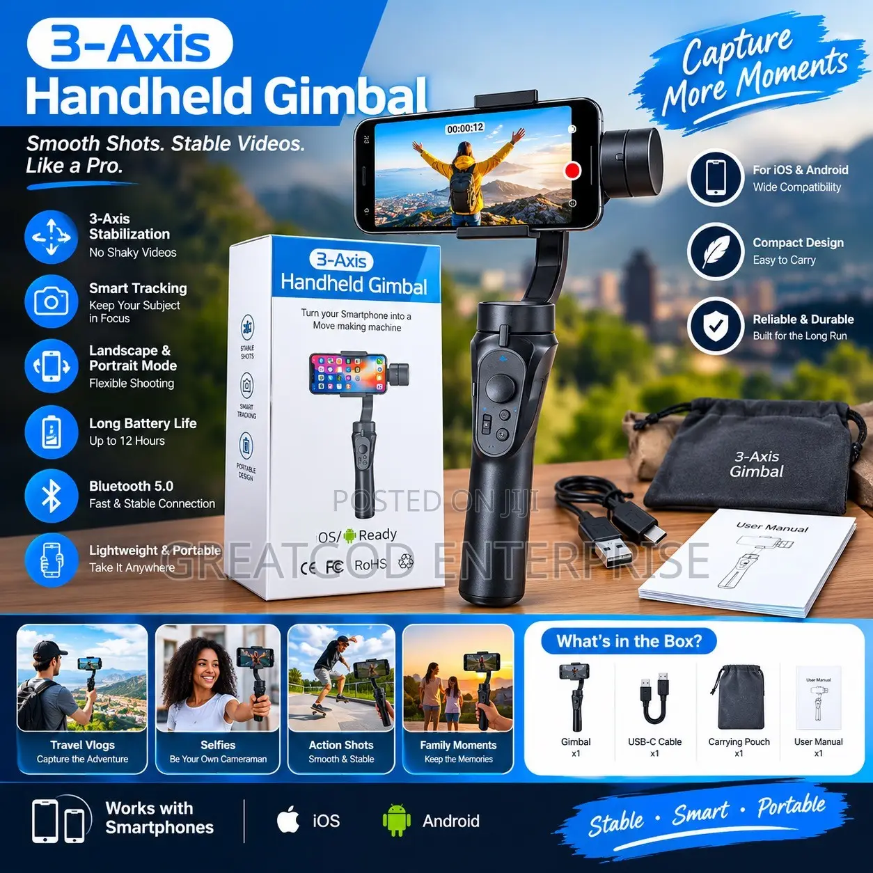 H4 3-Axis Handheld Gimbal Stabilizer