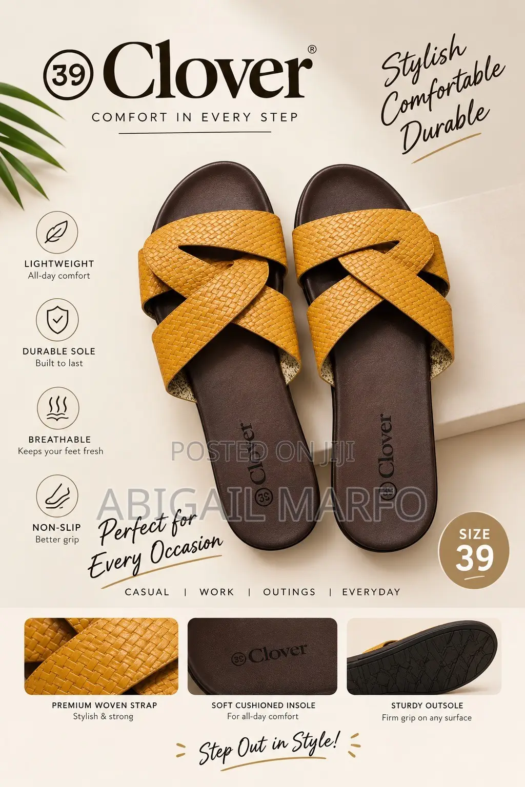 Stylish Clover Women's Premium Cross-Strap Slippers - Size 37-40