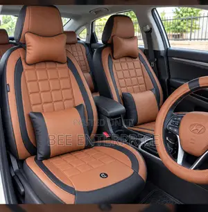 Brown and Black Universal Seat Covers-Full Set With Steering Cover