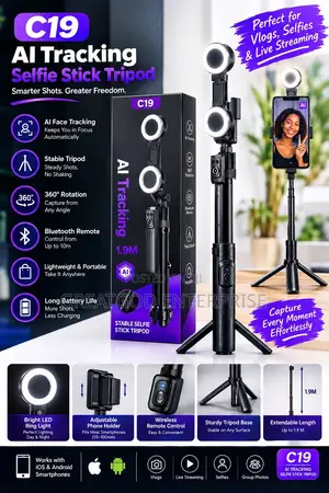 C19 AI Tracking Stable Selfie Stick Tripod