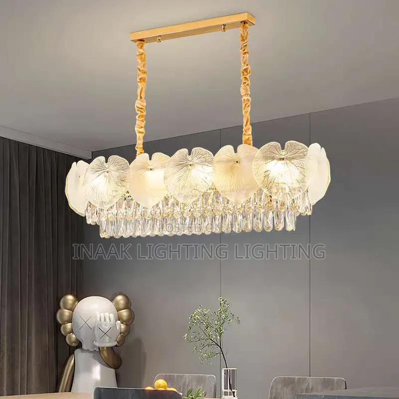Luxury Lotus Leaf Crystal Dining Chandelier