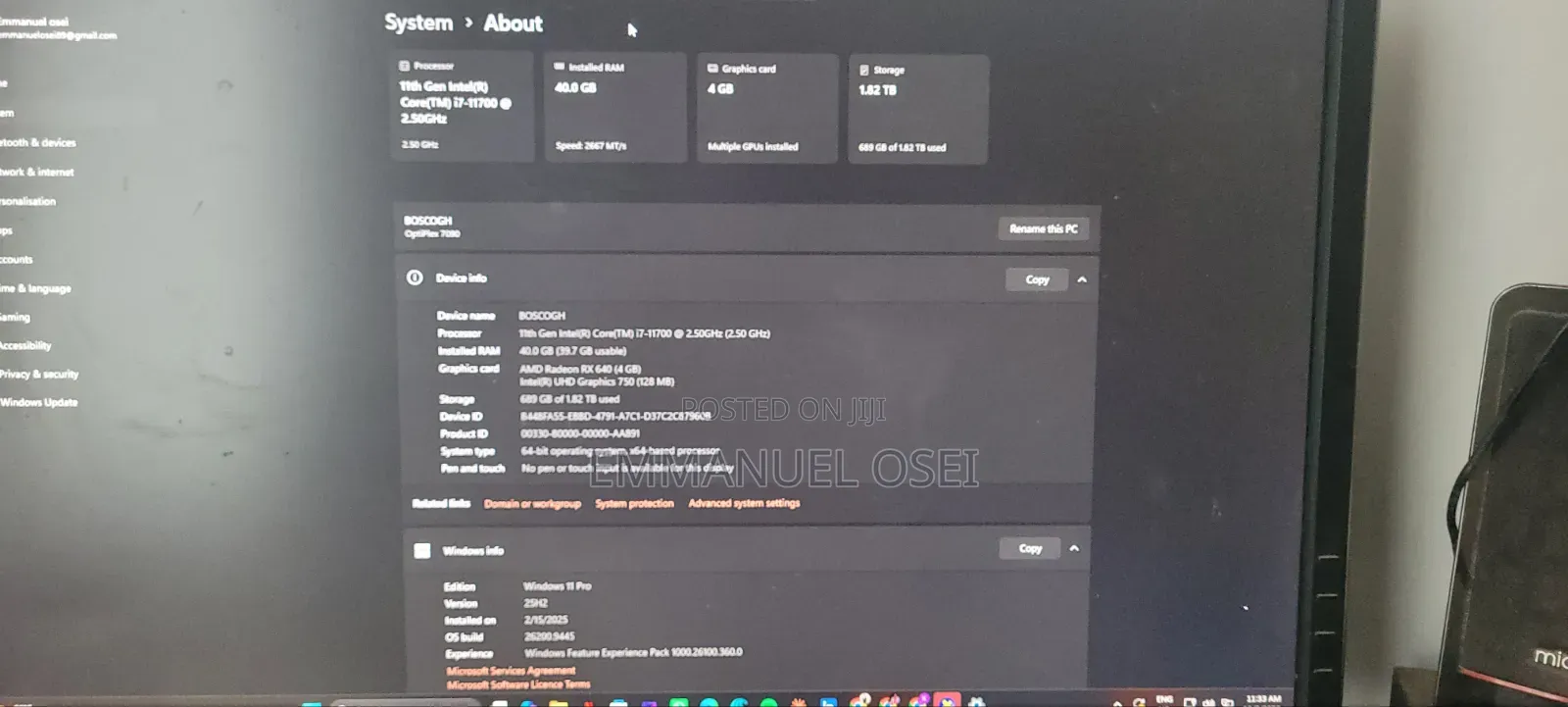 Desktop Computer Dell Optiplex 7090 40GB Intel Core i7 HDD 1T