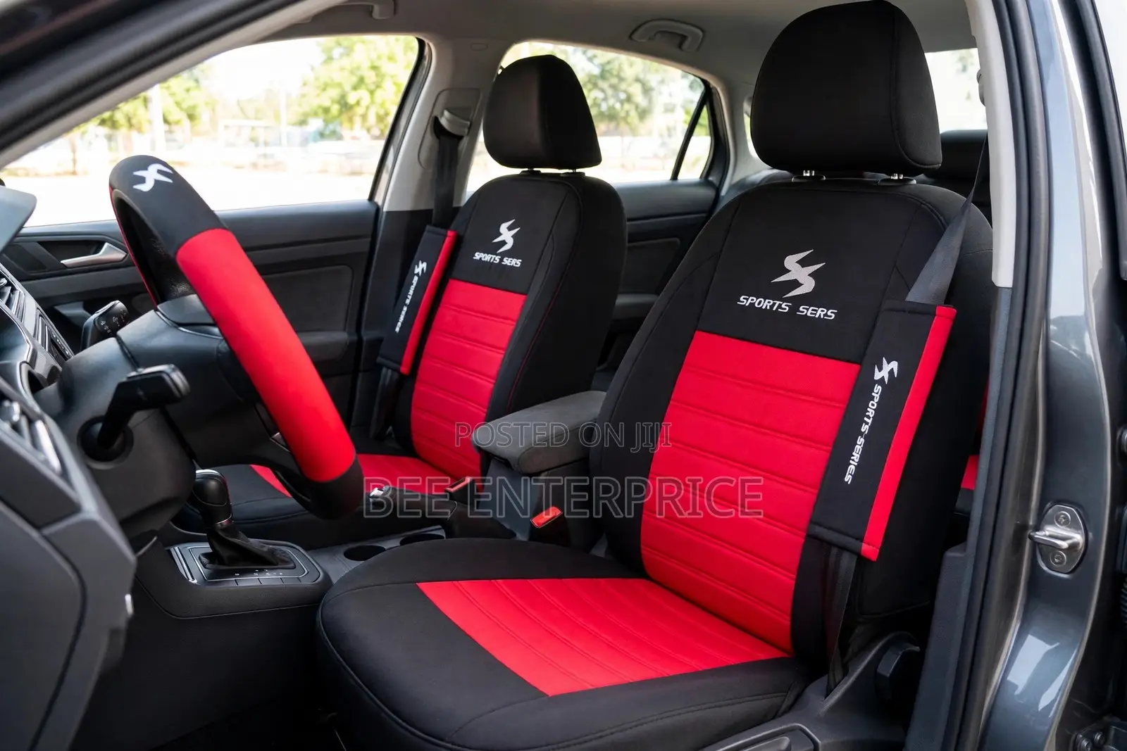 Luxury Car Seat Cover Full Set -Black and Red