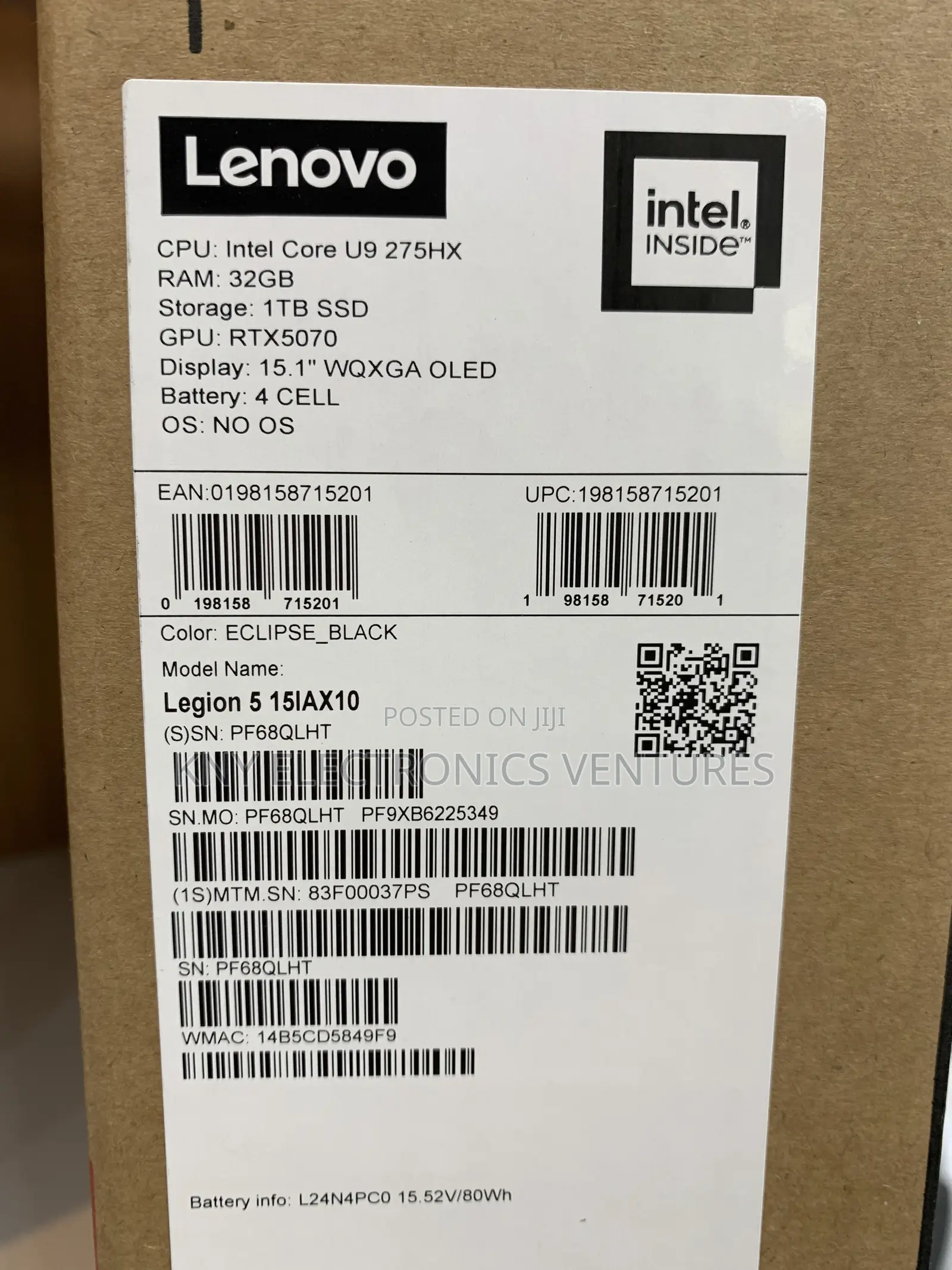 New Laptop Lenovo Legion 5 32GB Intel Core Ultra 9 SSD 1T