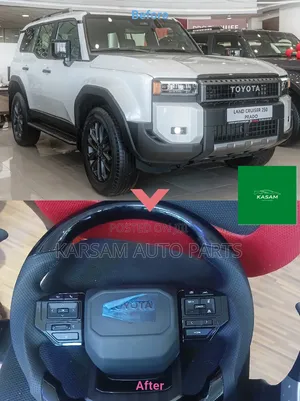 Land Cruiser Prado 250 Style Steering Wheel Black Leather Carbon