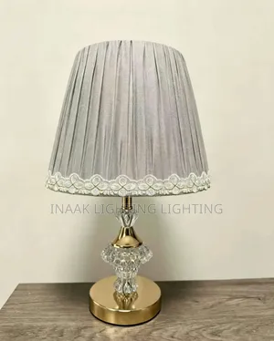 Crystal Base Bedside Lamp With Lace Trim
