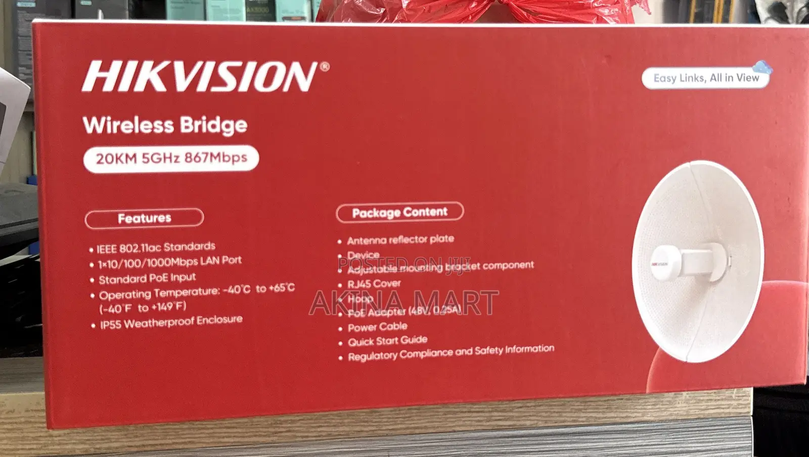 Hikvision Wireless Bridge Kits 30KM 5GHz 867Mbps