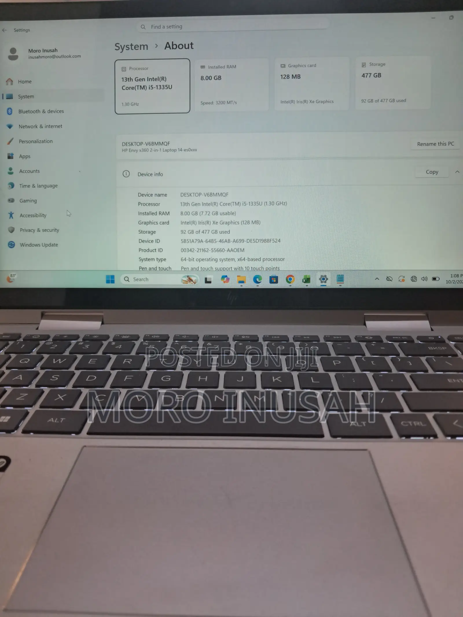 Laptop HP Envy x360 8GB Intel Core i5 SSD 500GB