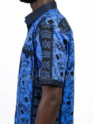 Men’s Cobalt & Navy Batik African Print Shirt