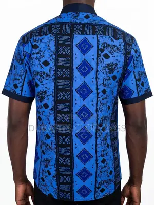Men’s Cobalt & Navy Batik African Print Shirt