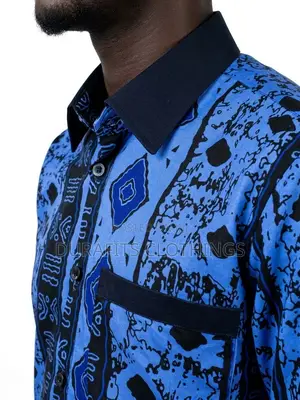 Men’s Cobalt & Navy Batik African Print Shirt