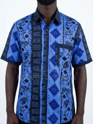 Men’s Cobalt & Navy Batik African Print Shirt