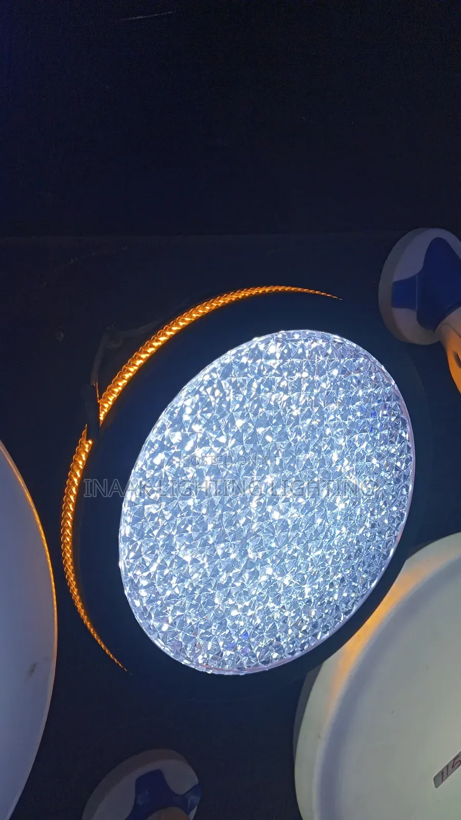 2-in-1 Crystal LED Ceiling Light With Warm Gold Ring