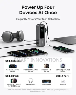 Anker Laptop Power Bank (25K, 165W, Built-in and Retractable Cables)