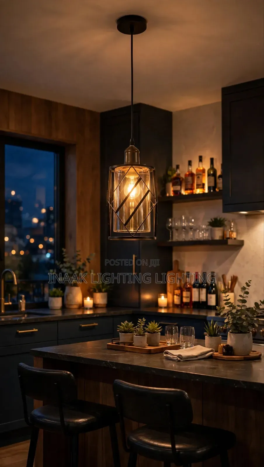 Amber Glass Cage Pendant Light