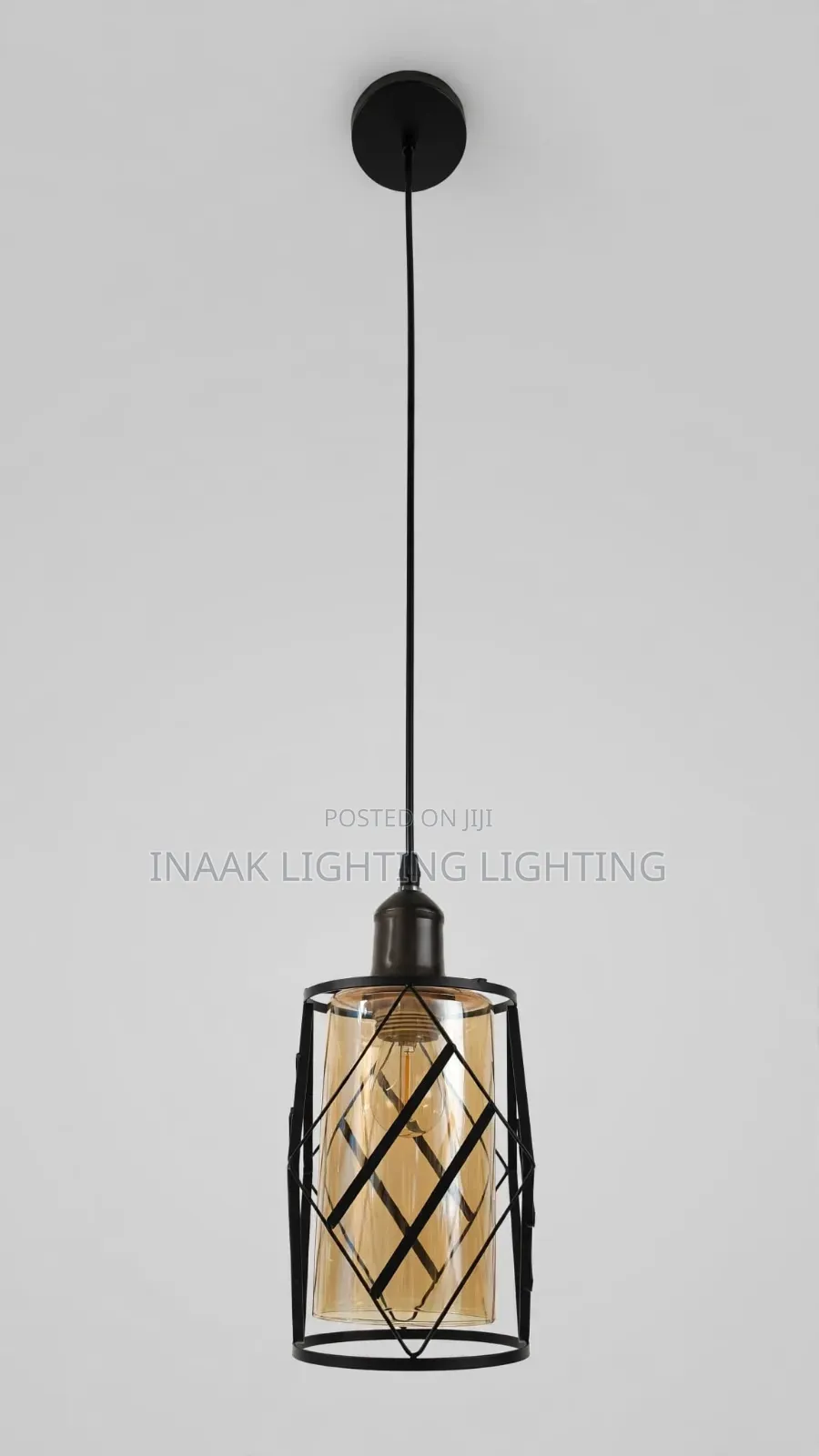 Amber Glass Cage Pendant Light