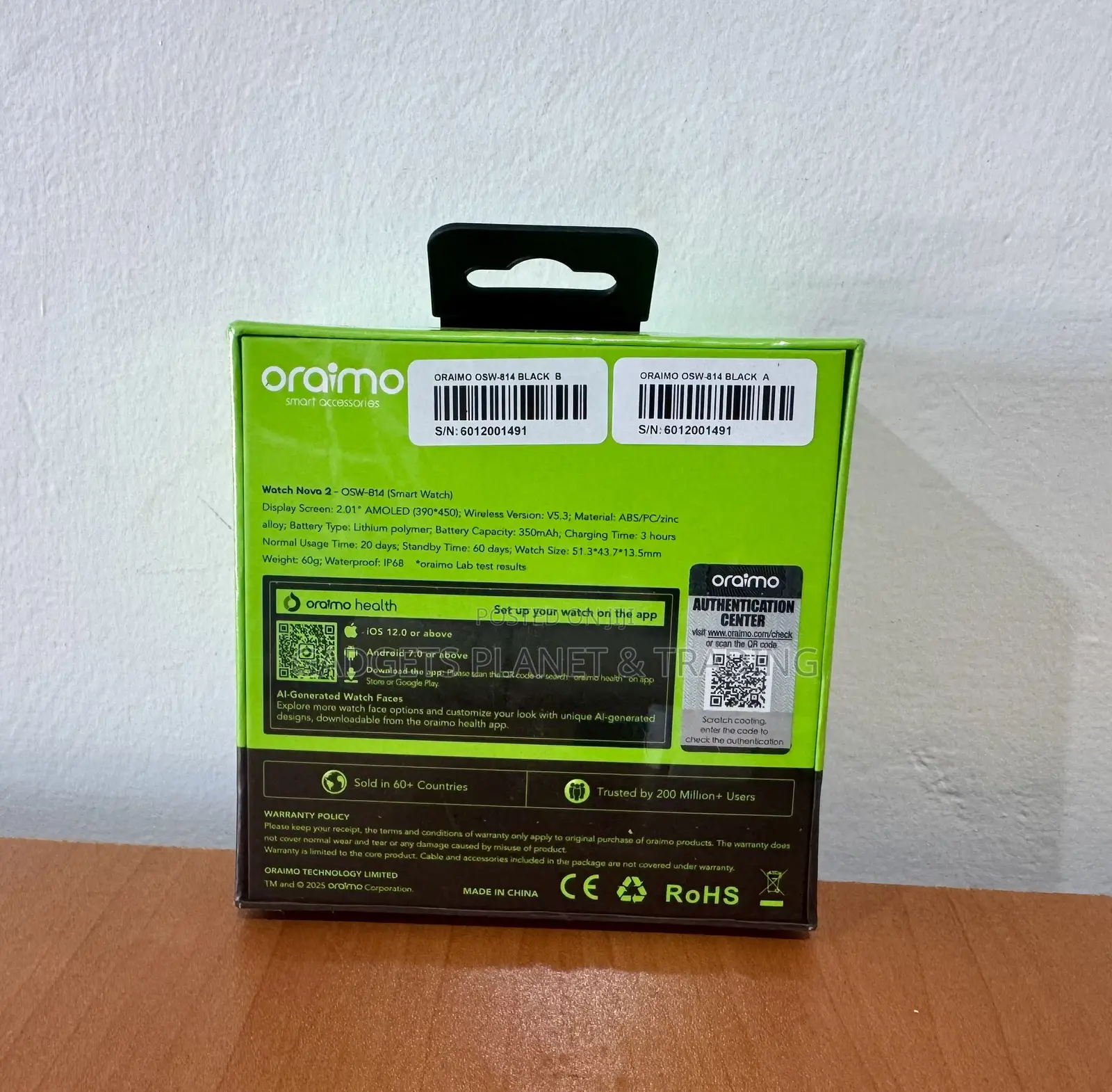 Oraimo Watch Nova 2 2.01" AMOLED IP68 Curved Touchscreen Smart Watch