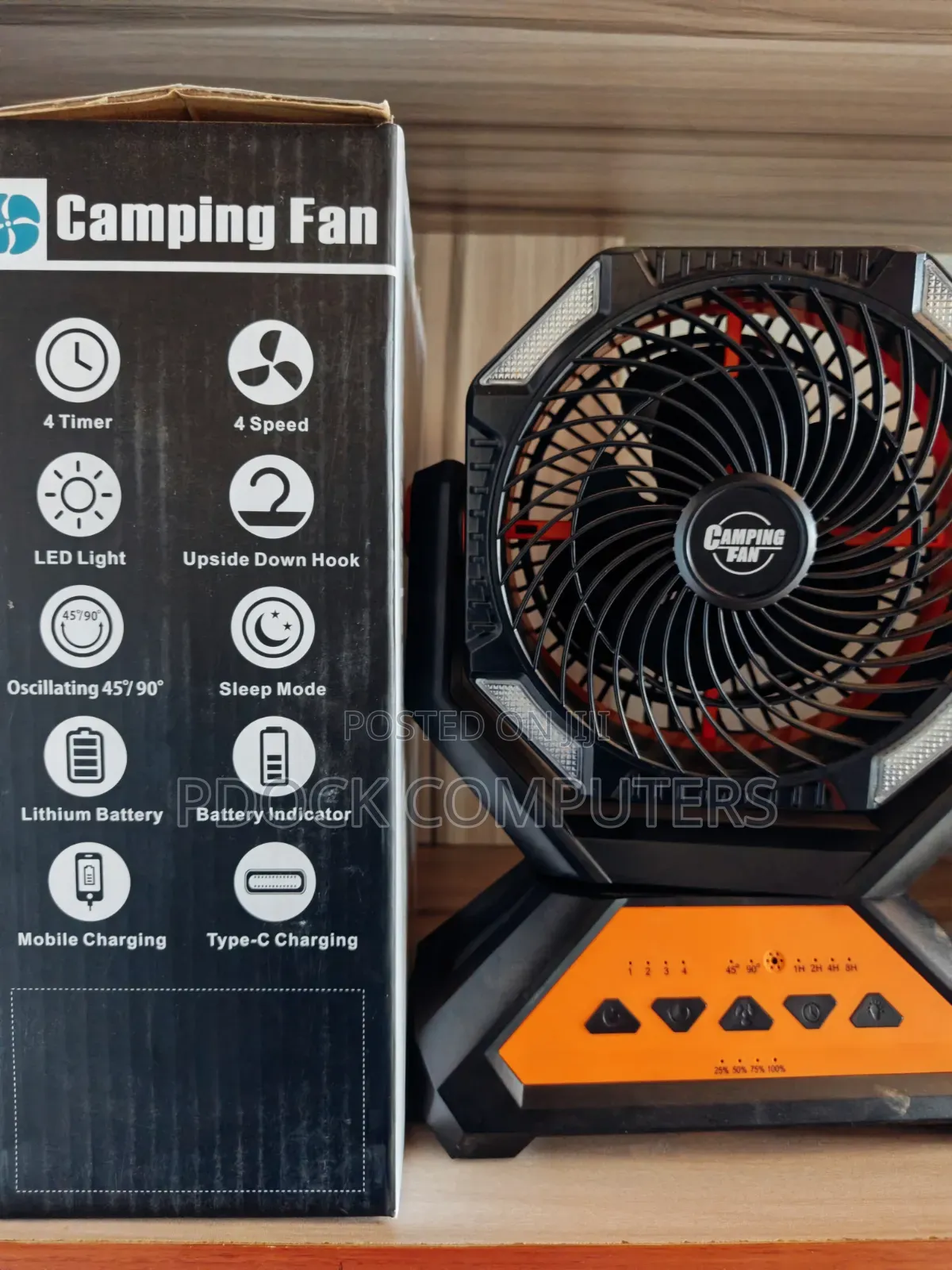 Rechargeable Camping Fan With Battery Powered (8906S)