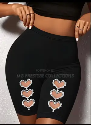 Women's High-Waist Black Biker Shorts With Heart Cutouts