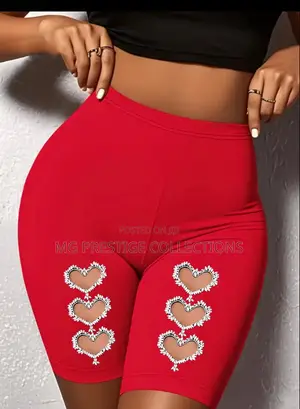 Women's High-Waist Black Biker Shorts With Heart Cutouts