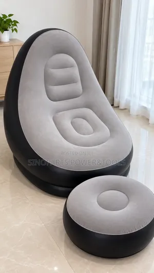 Inflatable Sofa Chair With Footstool & Pump Grey Black