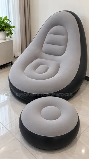 Inflatable Sofa Chair With Footstool & Pump Grey Black