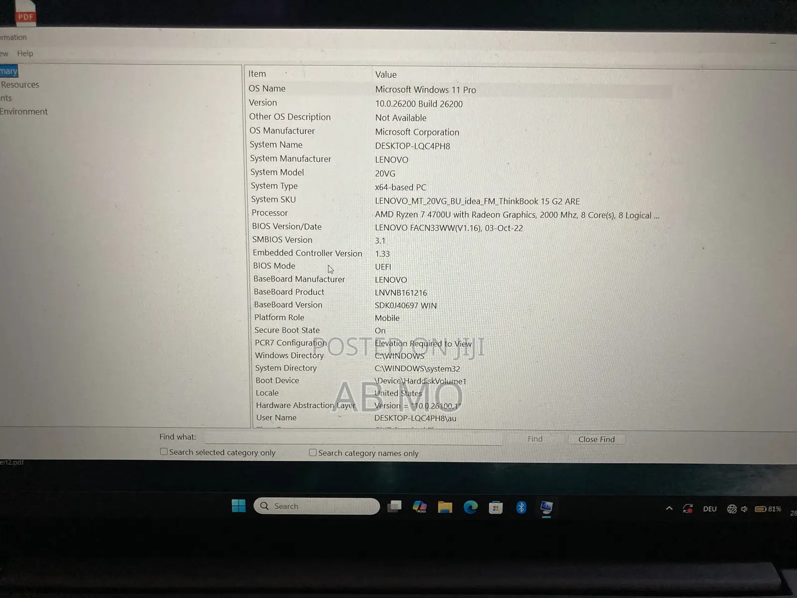 Laptop Lenovo ThinkBook 15 16GB AMD Ryzen 7 SSD 256GB