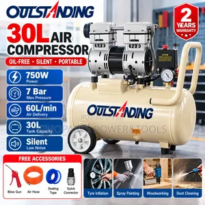 OULSTANDING 30L Oil-Free Silent Air Compressor 750W 7Bar