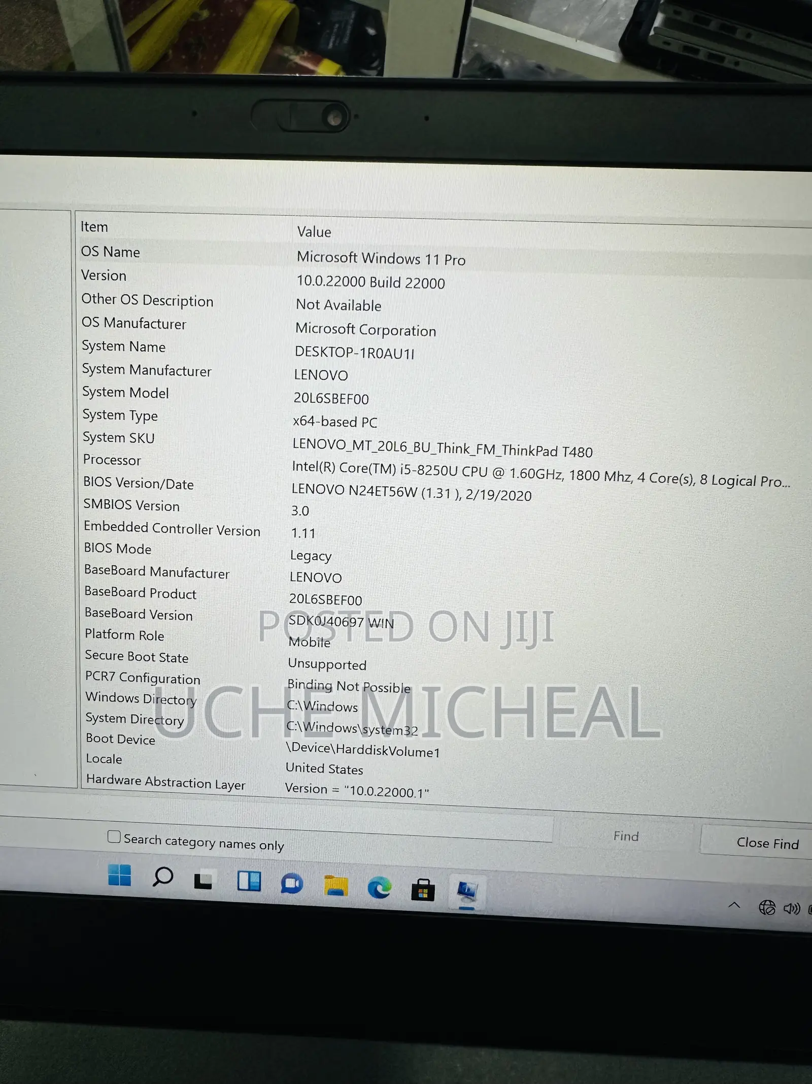 Laptop Lenovo ThinkPad T480 8GB Intel Core i5 SSD 256GB