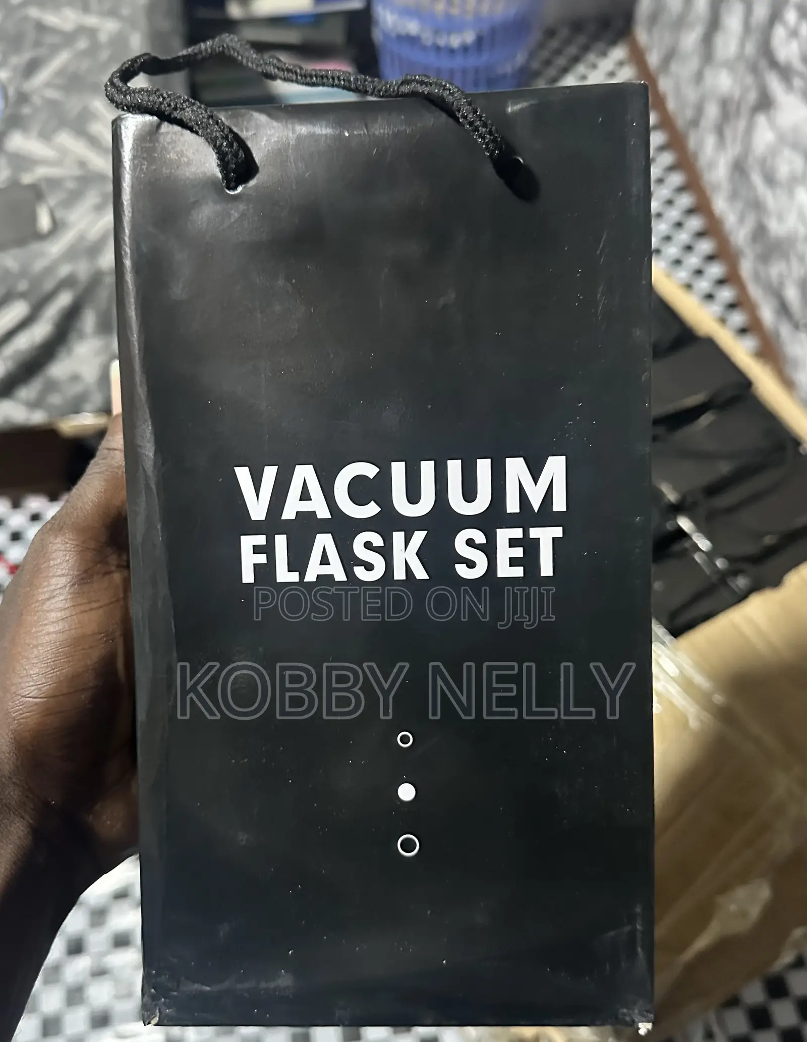 Premium 3-Piece Vacuum Flask & Cup Gift Set – Black