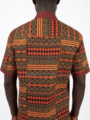 Men’s Dual-Pocket Tribal Motif African Print Shirt