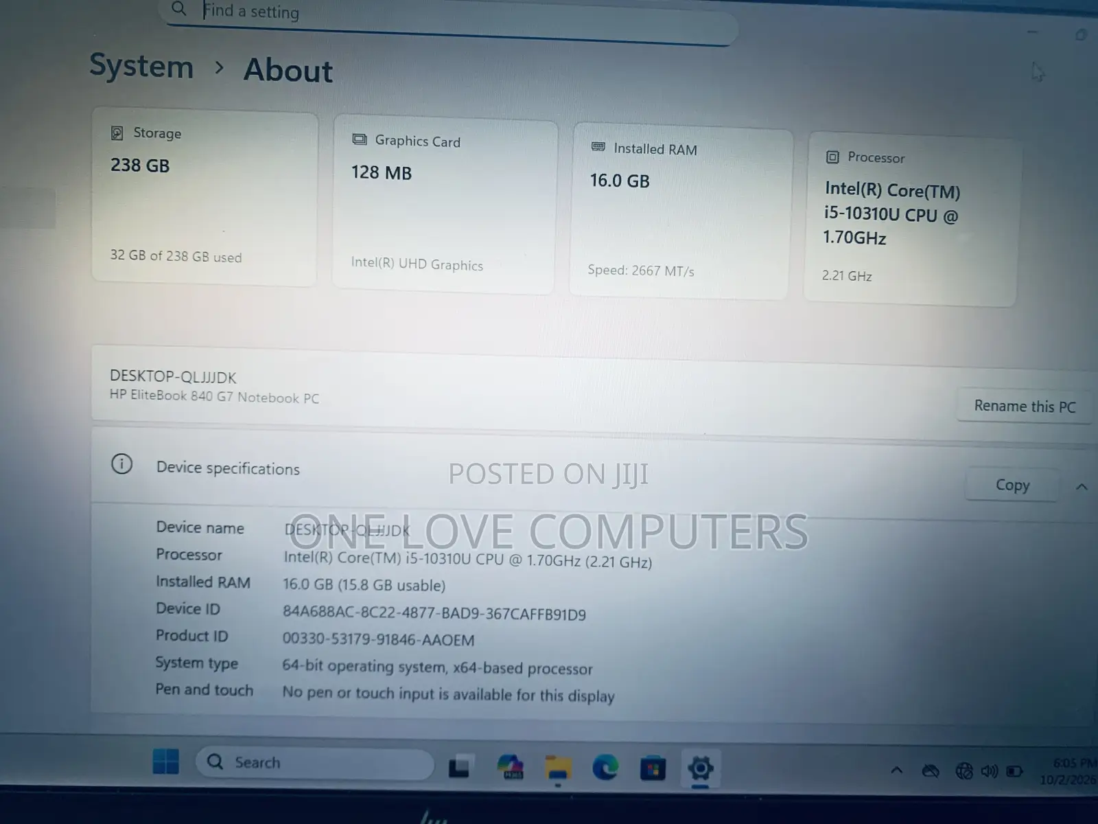 Laptop HP EliteBook 840 G7 16GB Intel Core i5 SSD 256GB