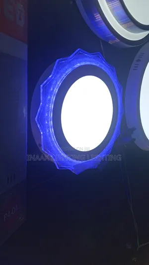 Modern Round LED Ceiling Light With Blue Crystal Border