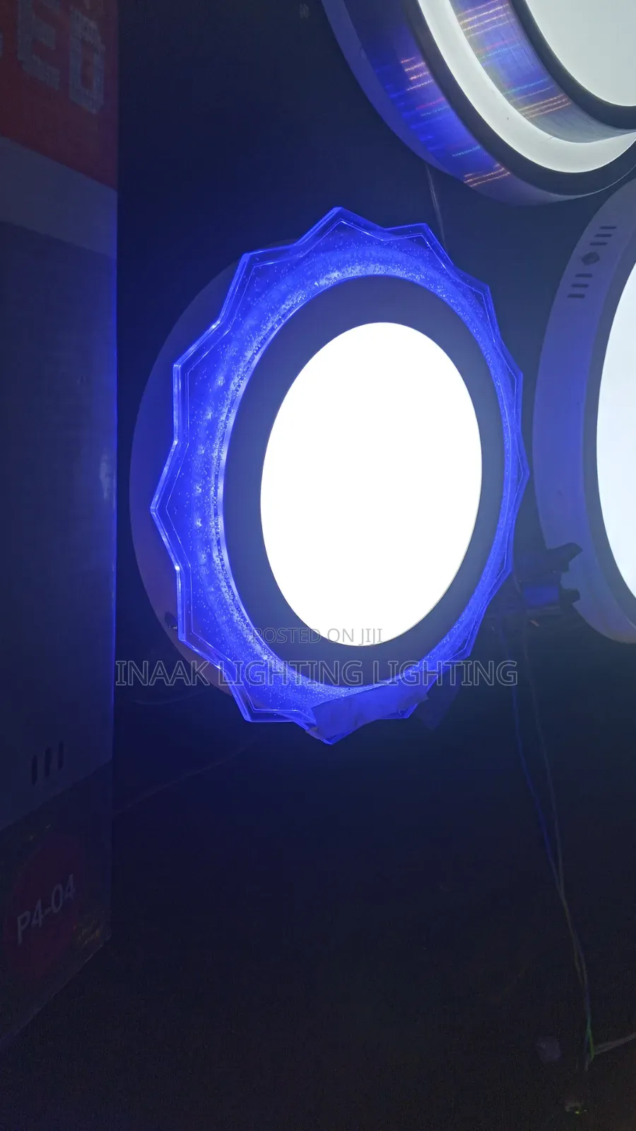 Modern Round LED Ceiling Light With Blue Crystal Border