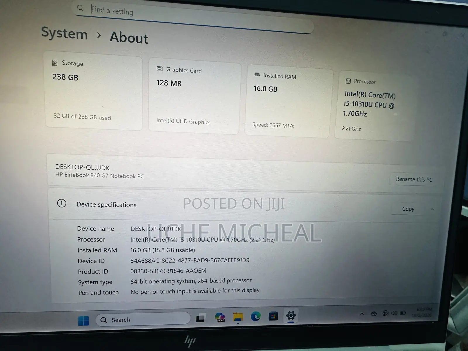 Laptop HP EliteBook 840 G7 16GB Intel Core i5 SSD 256GB