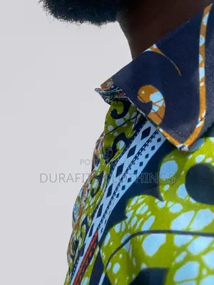 Men’s Olive & Orange Scroll African Print Shirt
