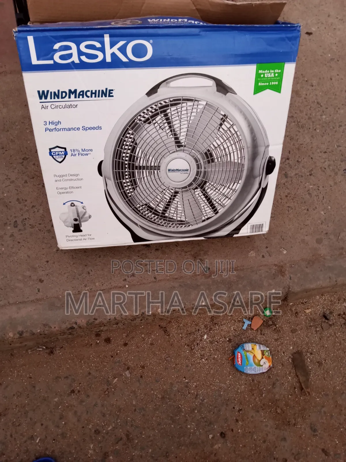 A Lasko Wind Machine 20-Inch Air Circulator Fan