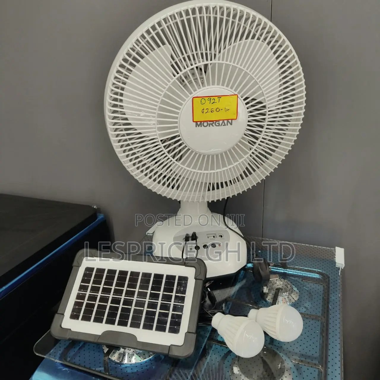 Ever Reliable Morgan Rechargeable Fan With Solar Panels and Led Light